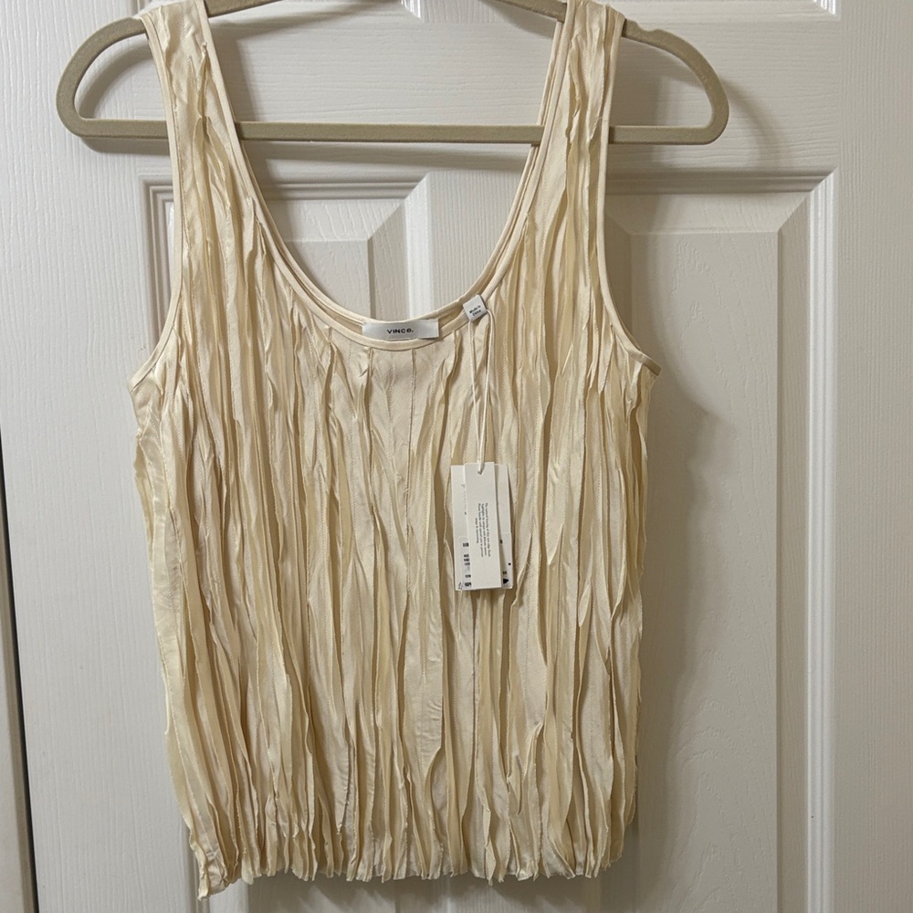 Vince Cream Textured Tank Top